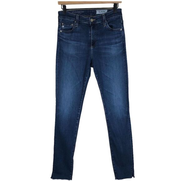 AG Adriano Goldschmied Farrah Skinny Ankle Jeans High Rise Raw Frayed Hem 28 - Picture 1 of 9